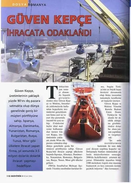 Guven Grab’s export success story featured in Ekovitrin Magazine – 90% of production goes abroad