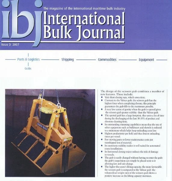 Guven Grab’s scissors-type grab featured in International Bulk Journal for technical design and performance